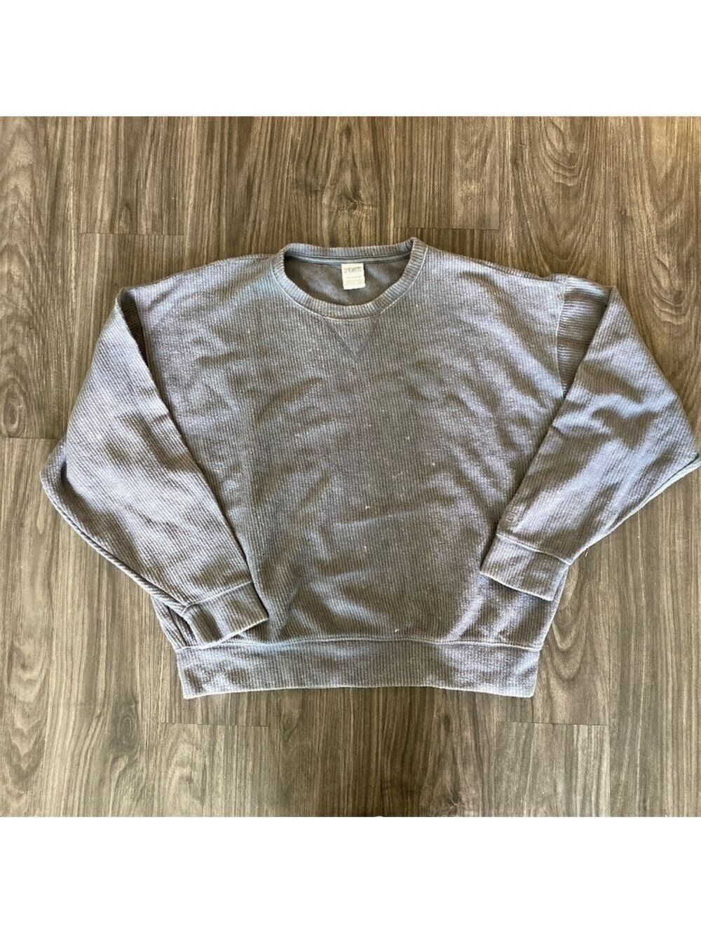 PINK Victoria Secret Grey Acid Wash Pullover Crew Sweater